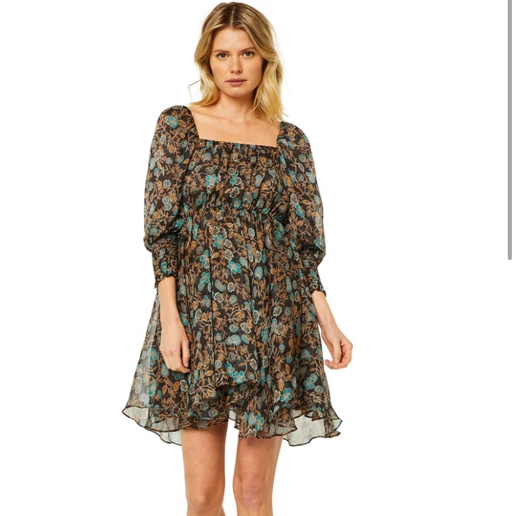 Anthropologie Smocked Mini Dress Misa Ellie Blue Floral Dress Large